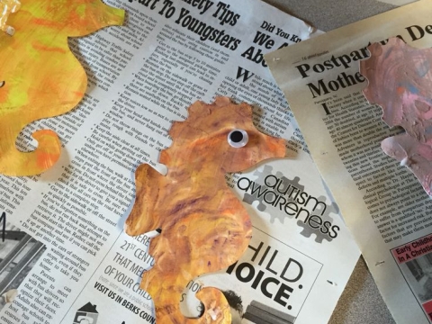 Student Artwork inspired by “Mr Seahorse” by Eric Carle