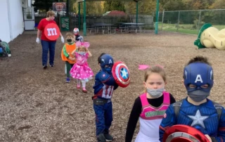 Halloween Parade on Playground - Brookeside Montessori Primary Class